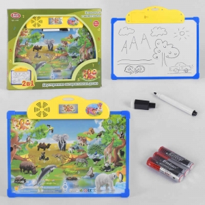 Купить *Плакат-дощечка 7172 (24/2) "Play Smart" зоопарк, навчальний, інтерактивний, на батарейках, в коробці оптом с доставкой