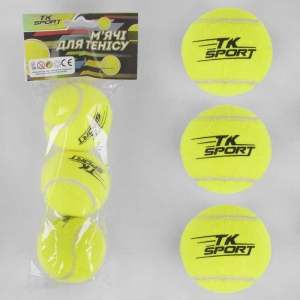Купить М`яч для тенісу C 40193 "TK Sport" 3шт в пакеті, d=6см оптом с доставкой