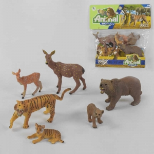 Купить Набор диких животных 3Y 506001 A “Родитель и малыш”, 6 животных, в пакете оптом с доставкой