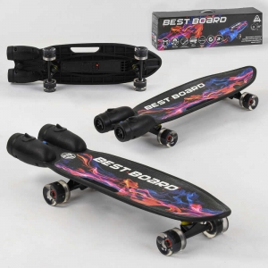Купить *Скейтборд S-00501 Best Board с музыкой и дымом, USB зарядка, аккумуляторные батарейки, колеса PU со светом 60х45мм оптом с доставкой