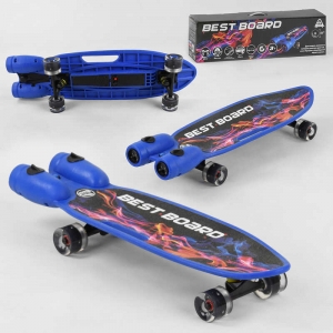 Купить *Скейтборд S-00605 Best Board с музыкой и дымом, USB зарядка, аккумуляторные батарейки, колеса PU со светом 60х45мм оптом с доставкой