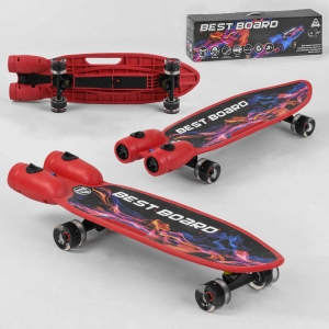 Купить *Скейтборд S-00710 Best Board с музыкой и дымом, USB зарядка, аккумуляторные батарейки, колеса PU со светом 60х45мм оптом с доставкой