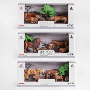 Купить Набор животных Q 9899 C 3 “Семейство кошачьих”, 3 вида, 6 элементов, 4 хищника, в коробке оптом с доставкой