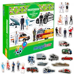 Купить Магнітна гра ML4031-31 EN "Magdum", "Професії і транспорт", англ. мова, 58 магнітів, у коробці оптом с доставкой