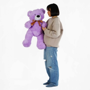 Купить М`яка іграшка "Ведмедик" колір бузковий В18740 висота 1 м у пакеті оптом с доставкой
